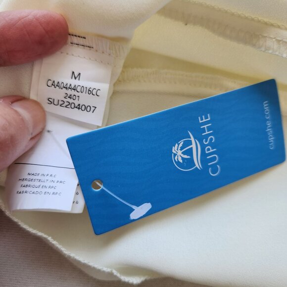 Cream Sleeveless Cami Blouse Cropped Tie Straps Ruffle Lightweight Beach Pool - Picture 5 of 7